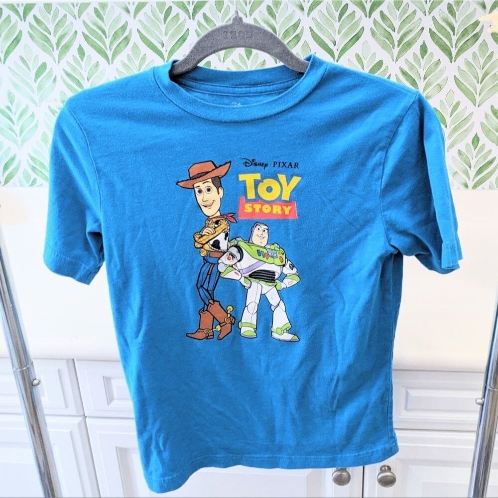 Bright Blue Boy's Toy Story Tee 8 Woody Buzz Lightyear Disney Retro Revival